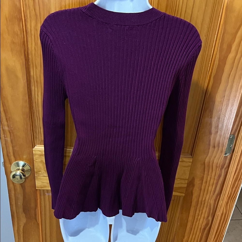 VENUS Deep Purple Long Sleeve Ribbed Top - Picture 4 of 6